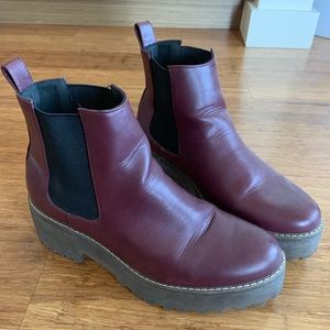 H&M Oxblood Platform Chelsea Boots